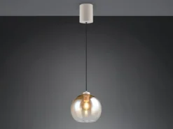 Pendelleuchte LIORA höhenverstellbar 1-flammig mit Glaskugel Bernstein, Ø 25cm