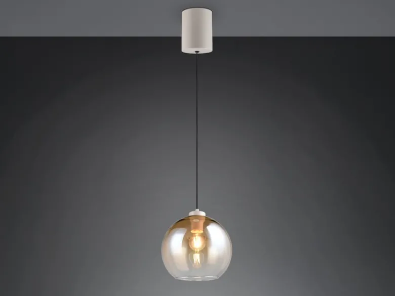 Pendelleuchte LIORA höhenverstellbar 1-flammig mit Glaskugel Bernstein, Ø 25cm