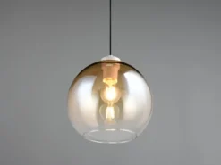 Pendelleuchte LIORA höhenverstellbar 1-flammig mit Glaskugel Bernstein, Ø 25cm