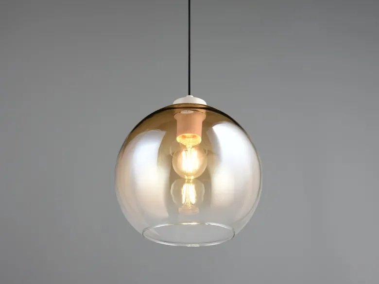 Pendelleuchte LIORA höhenverstellbar 1-flammig mit Glaskugel Bernstein, Ø 25cm