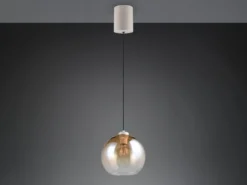 Pendelleuchte LIORA höhenverstellbar 1-flammig mit Glaskugel Bernstein, Ø 25cm