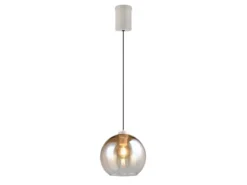 Pendelleuchte LIORA höhenverstellbar 1-flammig mit Glaskugel Bernstein, Ø 25cm