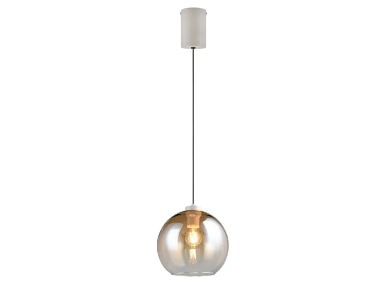 Pendelleuchte LIORA höhenverstellbar 1-flammig mit Glaskugel Bernstein, Ø 25cm