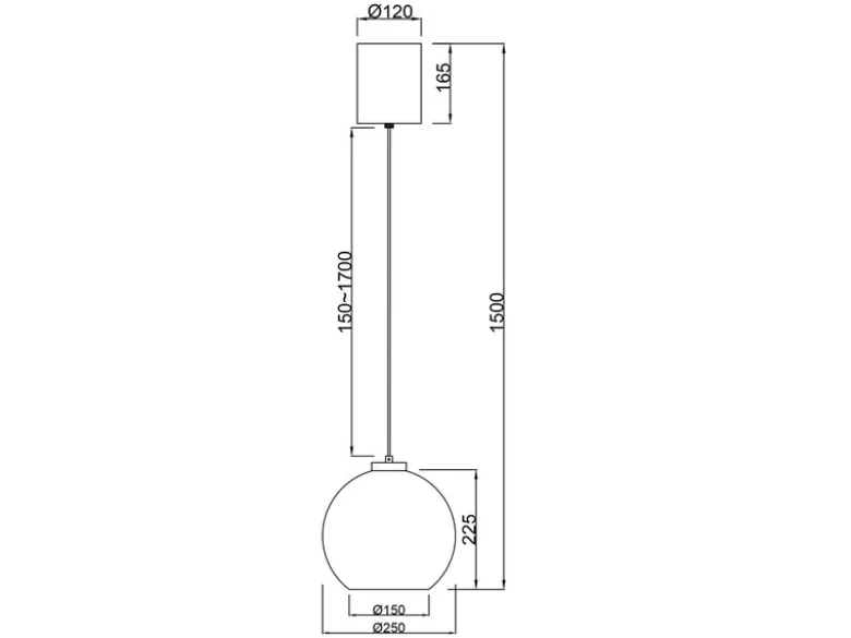 Pendelleuchte LIORA höhenverstellbar 1-flammig mit Glaskugel Bernstein, Ø 25cm