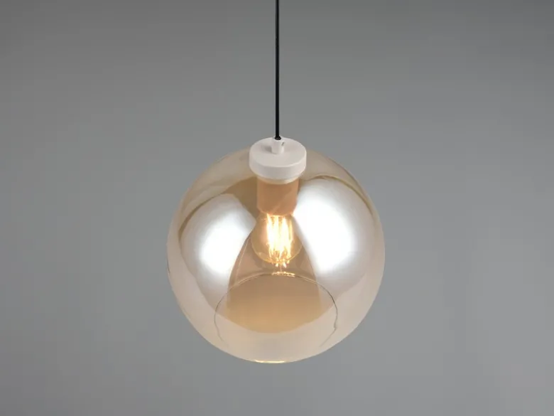 Pendelleuchte LIORA höhenverstellbar 1-flammig mit Glaskugel Bernstein, Ø 25cm