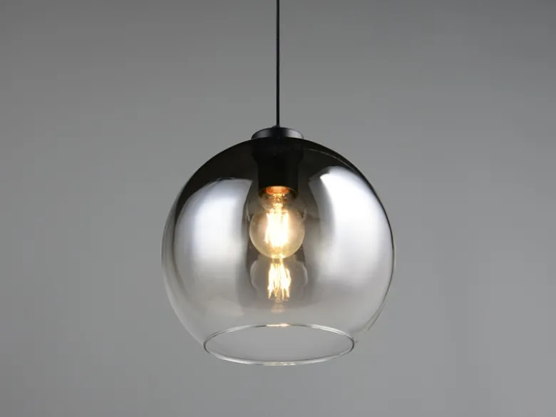 Pendelleuchte LIORA höhenverstellbar 1-flammig mit Rauchglas Kugel, Ø 25cm