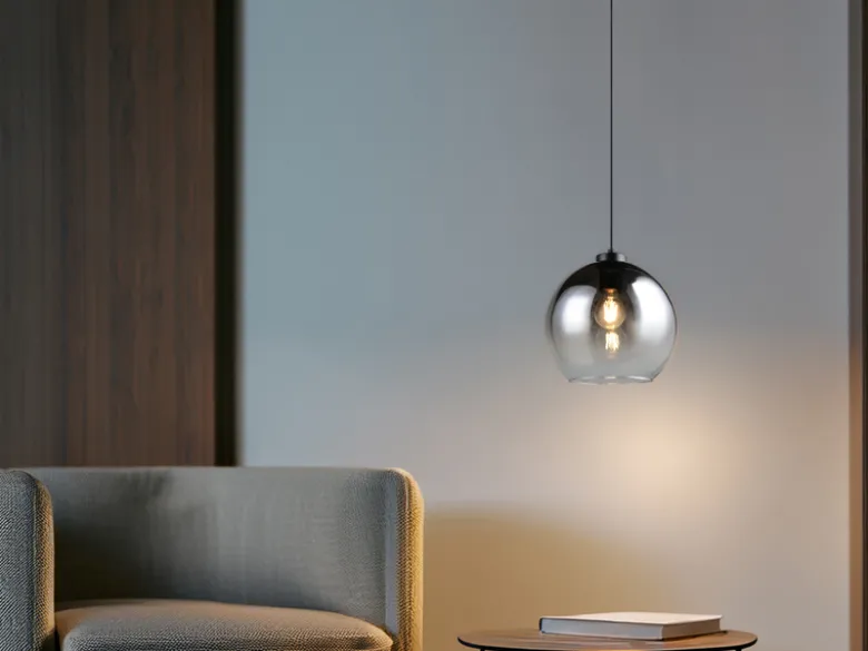 Pendelleuchte LIORA höhenverstellbar 1-flammig mit Rauchglas Kugel, Ø 25cm