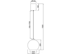 Pendelleuchte LIORA höhenverstellbar 1-flammig mit Rauchglas Kugel, Ø 25cm