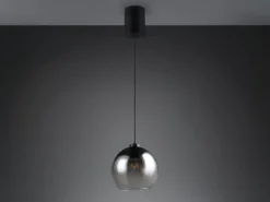 Pendelleuchte LIORA höhenverstellbar 1-flammig mit Rauchglas Kugel, Ø 25cm