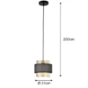 Pendelleuchte LOUNGE einflammig, Metall Gold mit Stoffblende Schwarz, Ø 21cm
