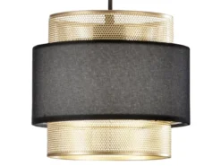Pendelleuchte LOUNGE einflammig, Metall Gold mit Stoffblende Schwarz, Ø 21cm