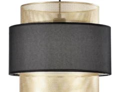 Pendelleuchte LOUNGE einflammig, Metall Gold mit Stoffblende Schwarz, Ø 35cm