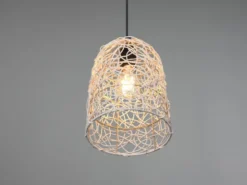 Pendelleuchte LOVIS Rattan Geflecht Natur im Boho Stil Ø 19cm