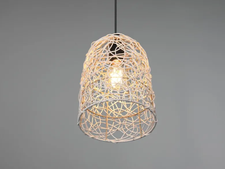 Pendelleuchte LOVIS Rattan Geflecht Natur im Boho Stil Ø 19cm