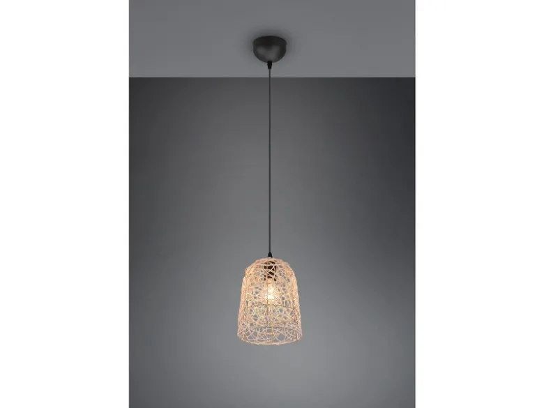 Pendelleuchte LOVIS Rattan Geflecht Natur im Boho Stil Ø 19cm