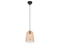 Pendelleuchte LOVIS Rattan Geflecht Natur im Boho Stil Ø 19cm