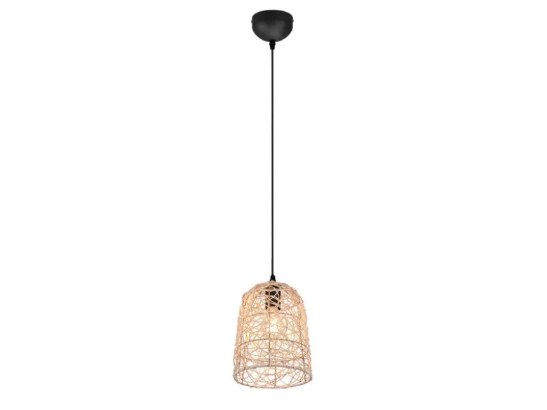 Pendelleuchte LOVIS Rattan Geflecht Natur im Boho Stil Ø 19cm