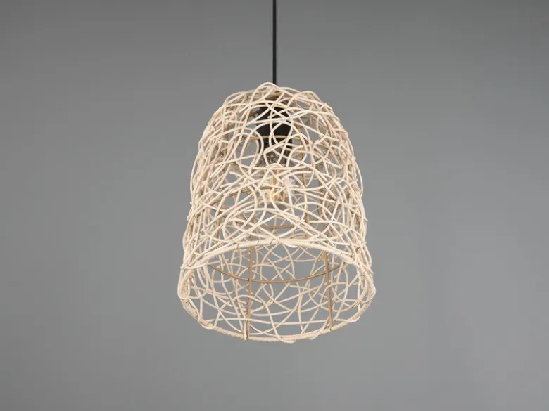 Pendelleuchte LOVIS Rattan Geflecht Natur im Boho Stil Ø 19cm