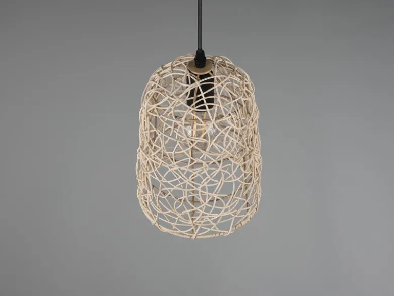 Pendelleuchte LOVIS Rattan Geflecht Natur im Boho Stil Ø 19cm