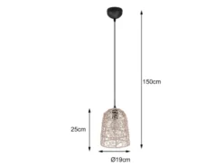 Pendelleuchte LOVIS Rattan Geflecht Natur im Boho Stil Ø 19cm
