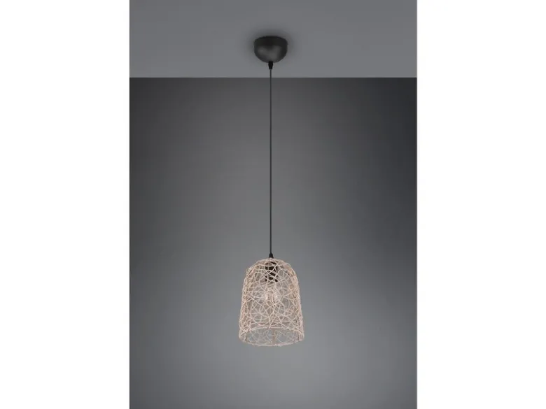 Pendelleuchte LOVIS Rattan Geflecht Natur im Boho Stil Ø 19cm