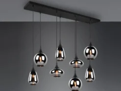 Pendelleuchte LUMINA 8 flammig Glas Chrom verspiegelt & Rauchglas Optik, B:121cm