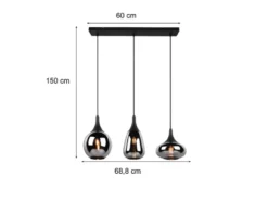Pendelleuchte LUMINA 3-flammig Glas Chrom verspiegelt & Rauchglas Optik, B: 69cm