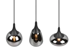 Pendelleuchte LUMINA 3-flammig Glas Chrom verspiegelt & Rauchglas Optik, B: 69cm