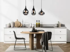 Pendelleuchte LUMINA 3-flammig Glas Chrom verspiegelt & Rauchglas Optik, B: 69cm