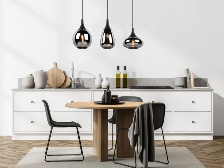 Pendelleuchte LUMINA 3-flammig Glas Chrom verspiegelt & Rauchglas Optik, B: 69cm