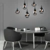 Pendelleuchte LUMINA 6 flammig Glas Chrom verspiegelt & Rauchglas Optik, B: 93cm