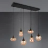 Pendelleuchte LUMINA 6-flammig, Glasschirme amberfarbig, Breite 93cm