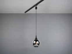 Pendelleuchte LUMINA mit Glasschirm Chrom Ø 18cm für DUOline Schienensystem