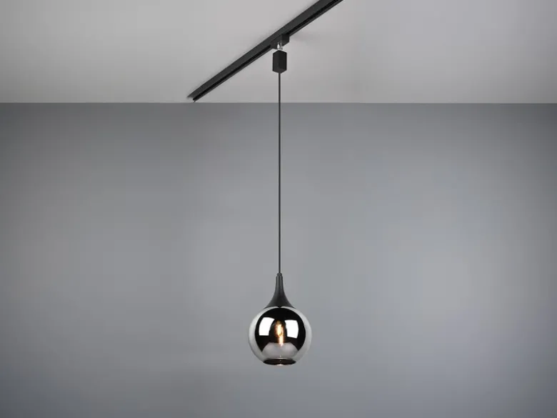 Pendelleuchte LUMINA mit Glasschirm Chrom Ø 18cm für DUOline Schienensystem