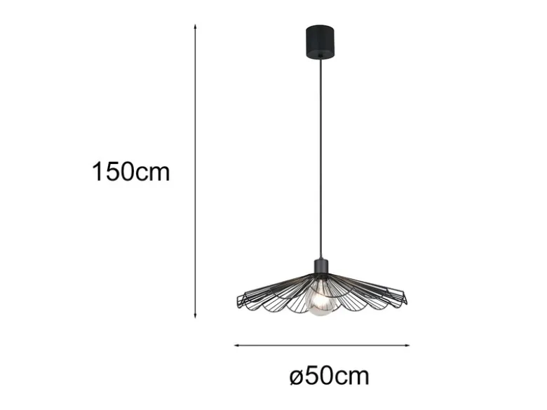 Pendelleuchte MARGARITA mit gefächertem Metall Gitterschirm Ø 50cm
