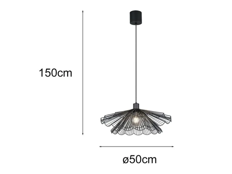 Pendelleuchte MARGARITA mit doppelt gefächertem Metall Gitterschirm Ø 50cm