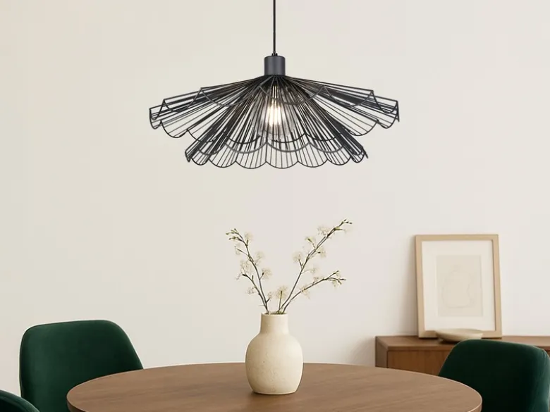 Pendelleuchte MARGARITA mit doppelt gefächertem Metall Gitterschirm Ø 50cm