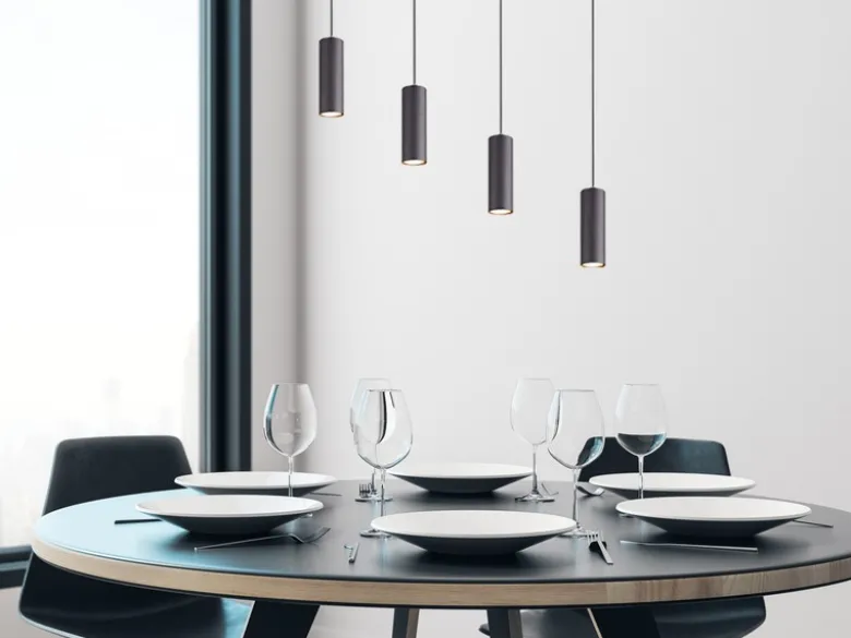 Pendelleuchte MARLEY 4-flammig Metall Schwarz, Breite 75cm