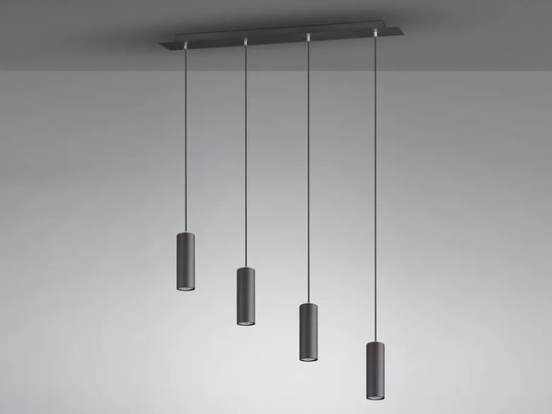 Pendelleuchte MARLEY 4-flammig Metall Schwarz, Breite 75cm