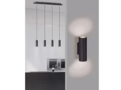 Pendelleuchte MARLEY 4-flammig Metall Schwarz, Breite 75cm