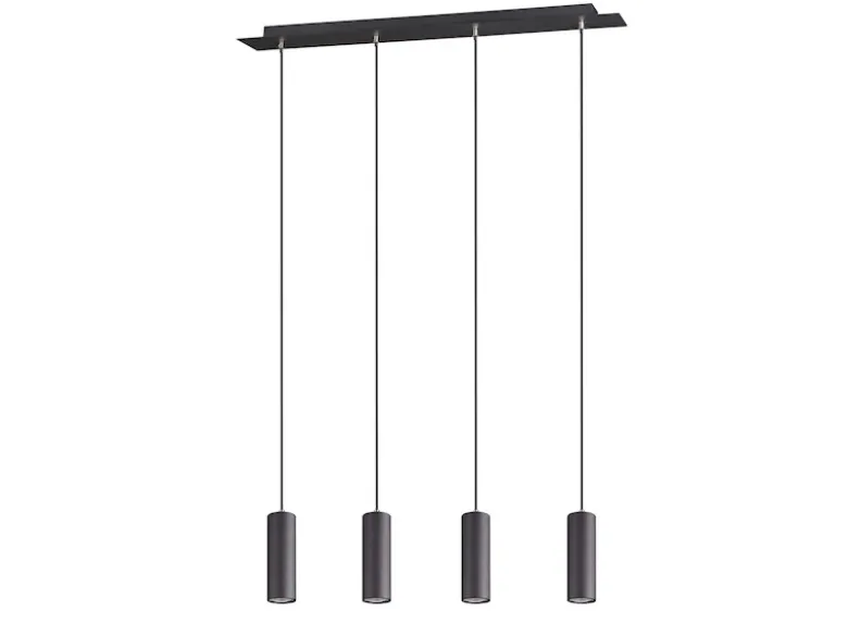Pendelleuchte MARLEY 4-flammig Metall Schwarz, Breite 75cm
