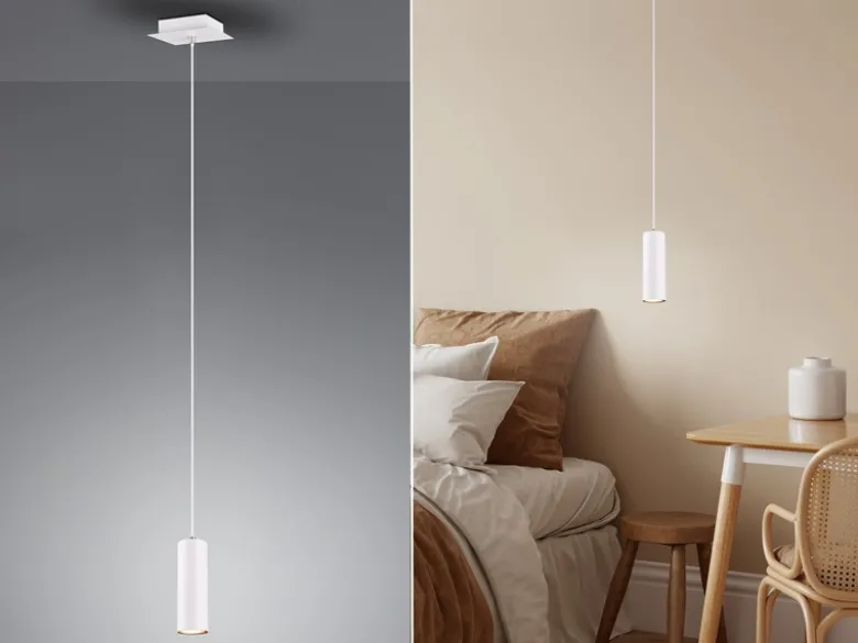 Pendelleuchte MARLEY 1-flammig Metall in Weiß matt, Ø 12cm
