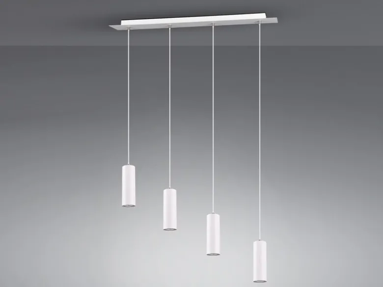 Pendelleuchte MARLEY 4-flammig Metall Weiß, Breite 75cm