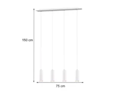 Pendelleuchte MARLEY 4-flammig Metall Weiß, Breite 75cm