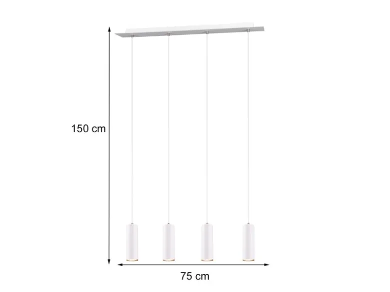 Pendelleuchte MARLEY 4-flammig Metall Weiß, Breite 75cm