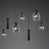 Pendelleuchte MATARO 8-flammig Metall mit Glasschirmen Chrom, Breite 118cm