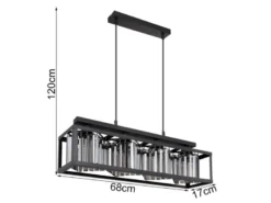 Pendelleuchte MATHILDE mit Rauchglas Kristallen 4-flammig, Breite 68cm