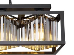 Pendelleuchte MATHILDE mit Rauchglas Kristallen 4-flammig, Breite 68cm