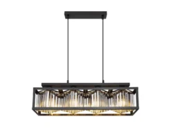 Pendelleuchte MATHILDE mit Rauchglas Kristallen 4-flammig, Breite 68cm