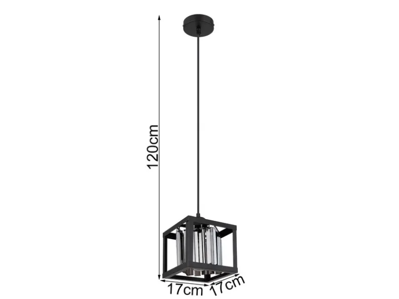 Pendelleuchte MATHILDE mit Rauchglas Kristallen 1-flammig, Breite 17cm